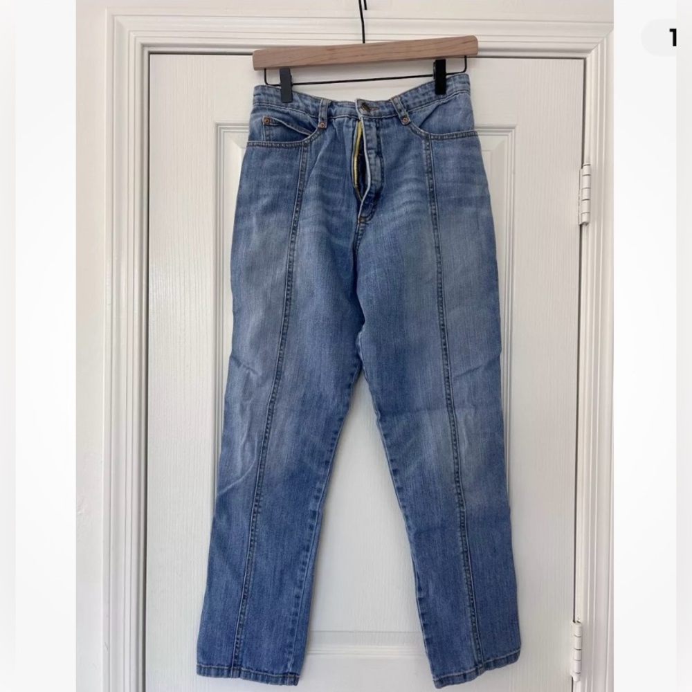 Judi Rosen Women's Size 28 Tapered Leg High Rise Light Wash Cotton Jeans